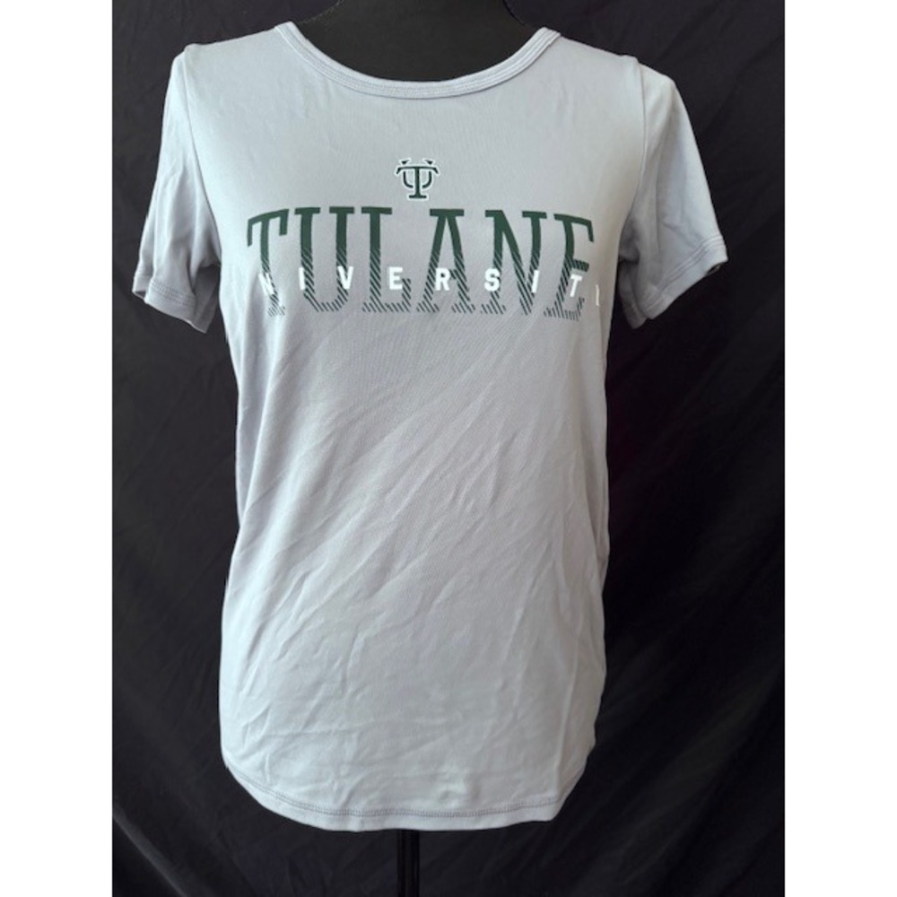 Champion PowerTrain Tulane University Open Back Graphic Tee Grey Womens Small - Picture 2 of 4
